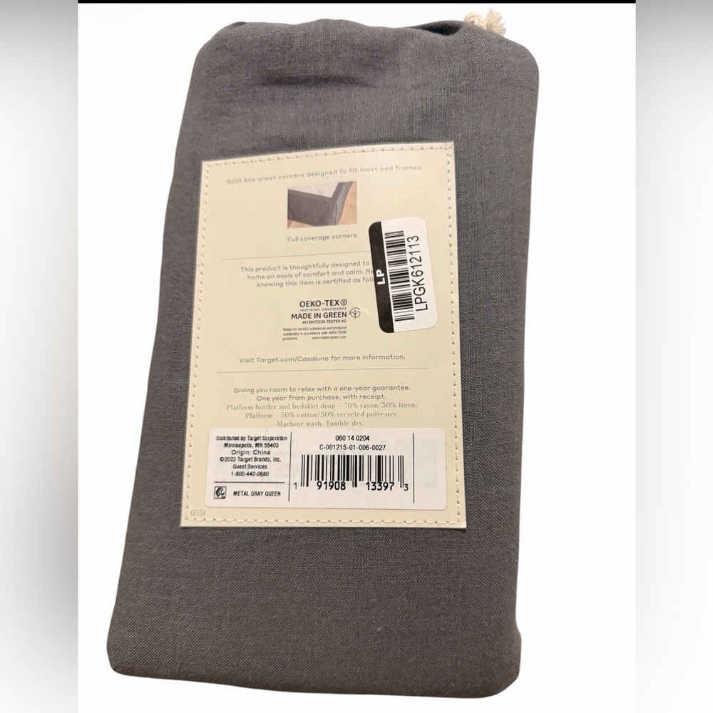 Casaluna Linen Blend Bedskirt in Charcoal - Picture 2 of 2